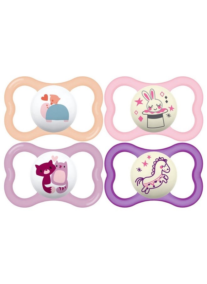 MAM Air Day & Night Baby Pacifier, For Sensitive Skin, Glows In The Dark, 16+ Months, Girl, 4 Count  - Image 1