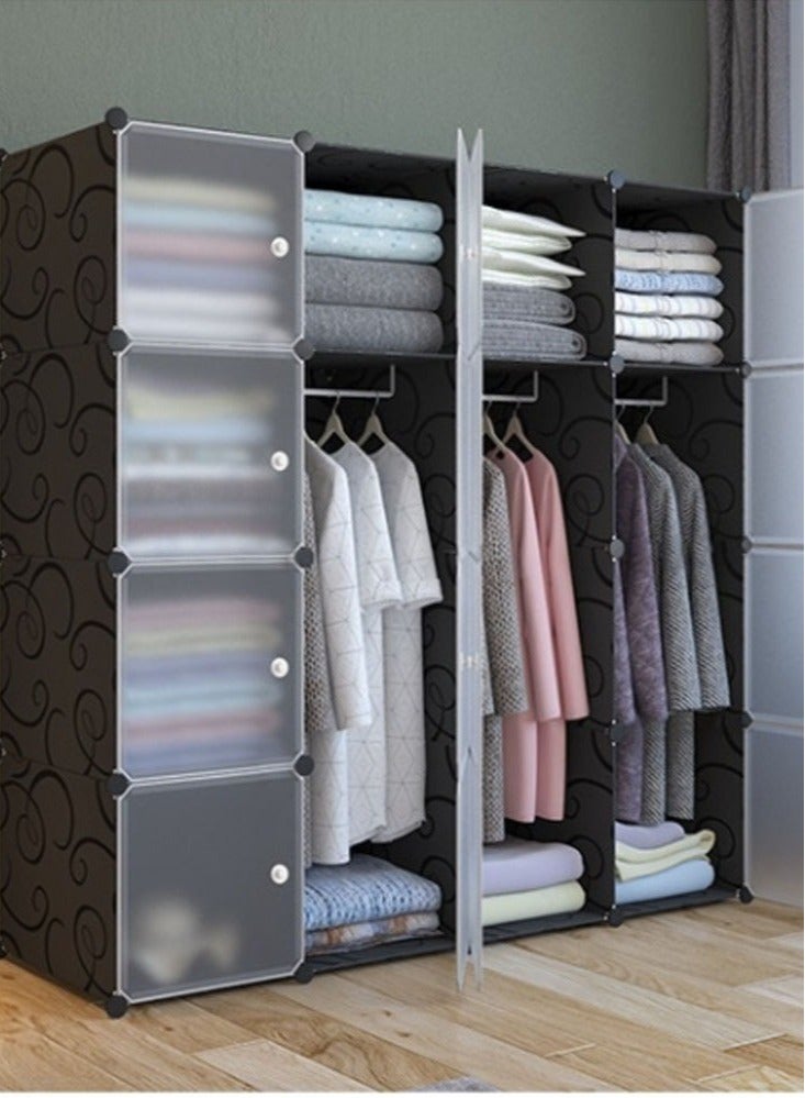 Generic 16 Cube Furniture Detachable Plastic Wardrobe Assembly Locker Clothes Cabinet Wardrobe Closets Bedroom Storage  - Image 1