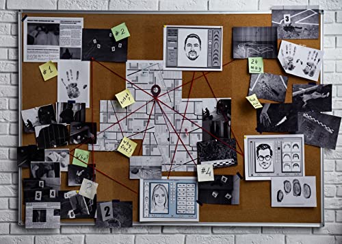 BELECO 5x3ft Fabric Spy Theme Detective Photography Backdrop Detective Board with Crime Scene Photos Fingerprint Clues Evidence Top Secret Mission Mystery Party Background Spy Decoration Photo Props - Image 1