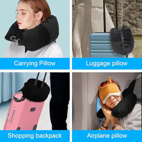 NUDFSY Neck Pillow for Travel, Neck Pillow with Adjustable Neck Size, Packable Clothing Travel Accessories for Airplane, Soft U-Shapes Travel Neck Pillow, No Filler - Image 4