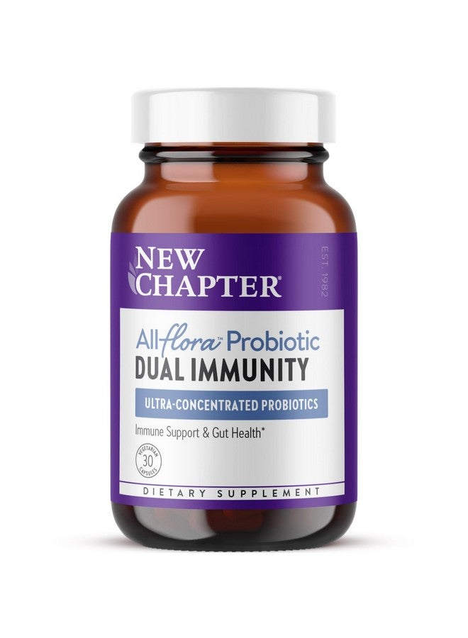 نيو تشابتر New Chapter All-Flora™ Probiotic Dual Immunity، مكونات ذات قوة سريرية - بروبيوتيك عالي التركيز لدعم المناعة النشطة وصحة الأمعاء + بوستبيوتيك مخمر لتعزيز المناعة، 30 قرصًا - Image 1