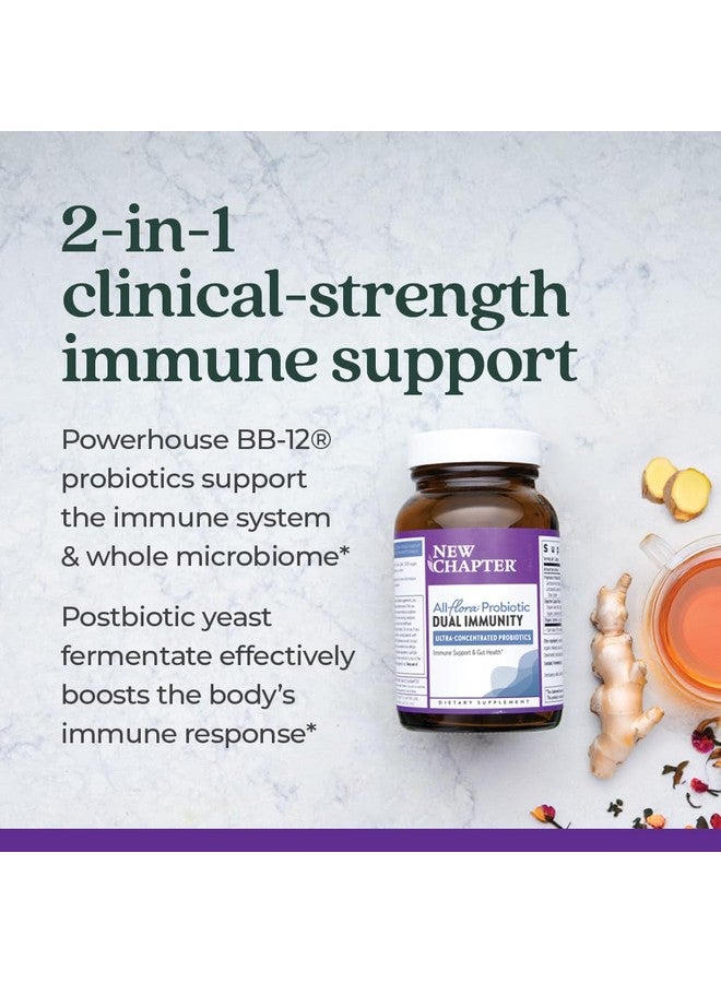 نيو تشابتر New Chapter All-Flora™ Probiotic Dual Immunity، مكونات ذات قوة سريرية - بروبيوتيك عالي التركيز لدعم المناعة النشطة وصحة الأمعاء + بوستبيوتيك مخمر لتعزيز المناعة، 30 قرصًا - Image 4