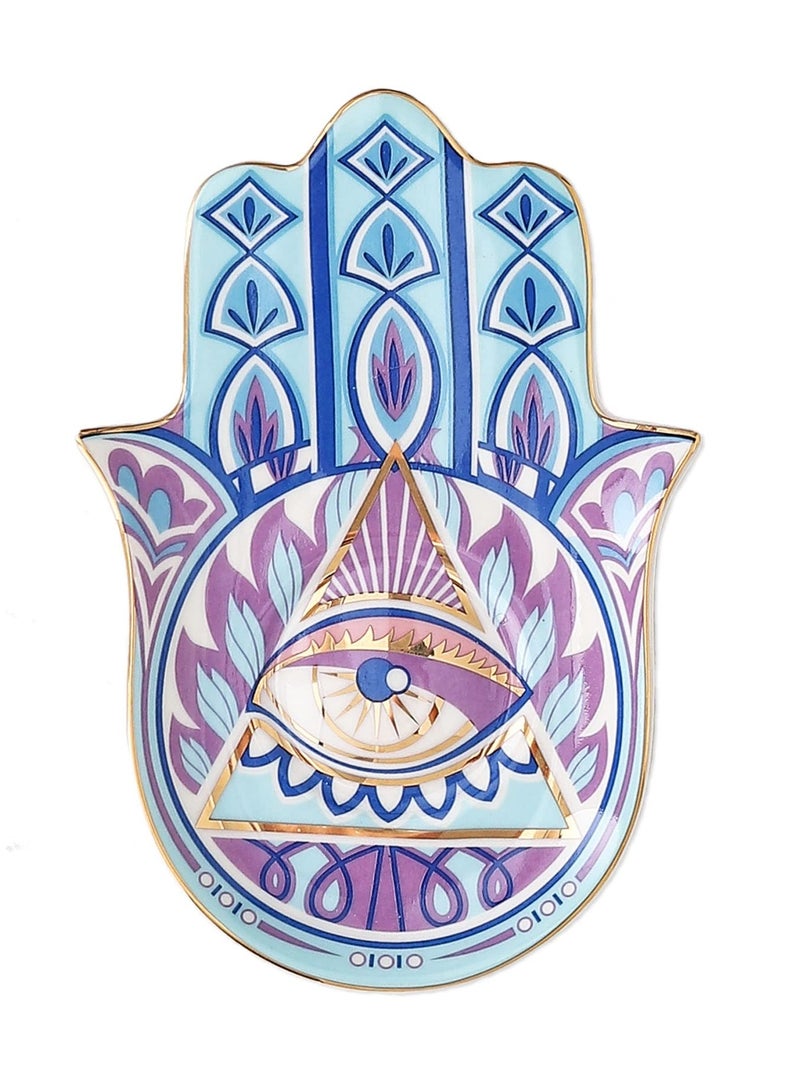 Excefore Jewelry Dish Trinket Dish Ring Dish Ceramic Hamsa Evil Eye Hand of Fatima Holder Key Trinket Plate Bowl Small Boho Home Decorative Cute Decor Jewelry Tray Dish Gift Mom Birthday - Image 1