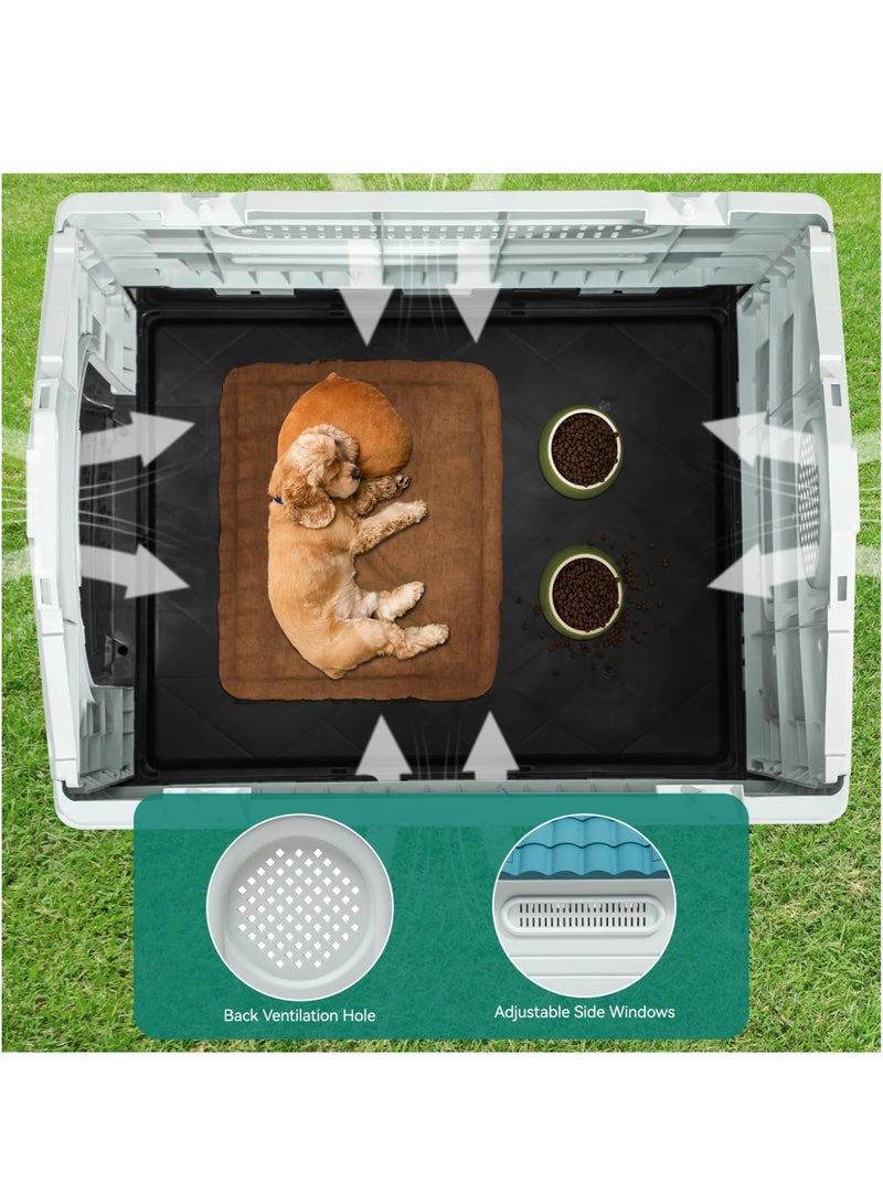 والالا بيت كلب كبير قابل للطي بيت كلب بلاستيكي خارجي مع كوة قابلة للتعديل وقاعدة مرتفعة بيت حيوانات أليفة مقاوم للماء للكلاب الصغيرة 68*57*66 سم - Image 3