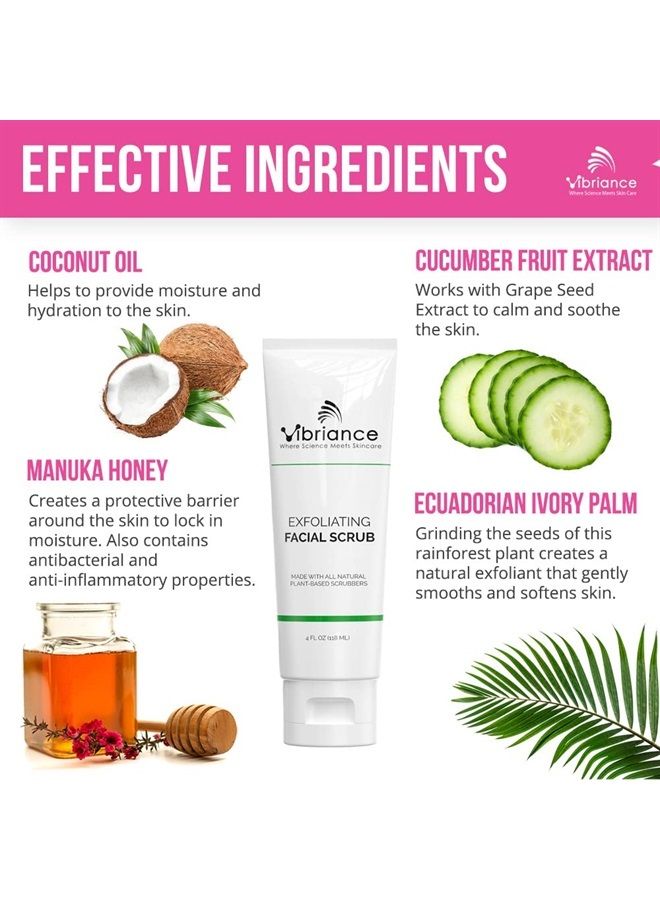 Vibriance Ultra-Gentle Exfoliating Facial Scrub and Cleanser, Unclogs Pores and Renews Skin | Sulfate-free, Paraben-free | 4 fl oz (118 ml) - Image 3