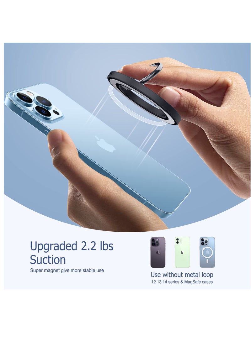 Magnetic Phone Ring Holder for iPhone 15 14 13 12 Series, Adjustable Grip Stand, Compatible with MagSafe, Black - Image 4