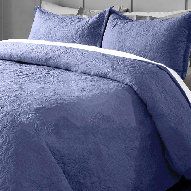 LABHAM LABHAM - Sensations 300GSM Dual-Purpose Bedcover Cum AC Comforter Set - Super-Soft, Fluffy, All-Season, UltraSonic Quilted (90"x108") with 2 Pillow Covers & Multi-Purpose Bag (Blueberry)  - Image 1