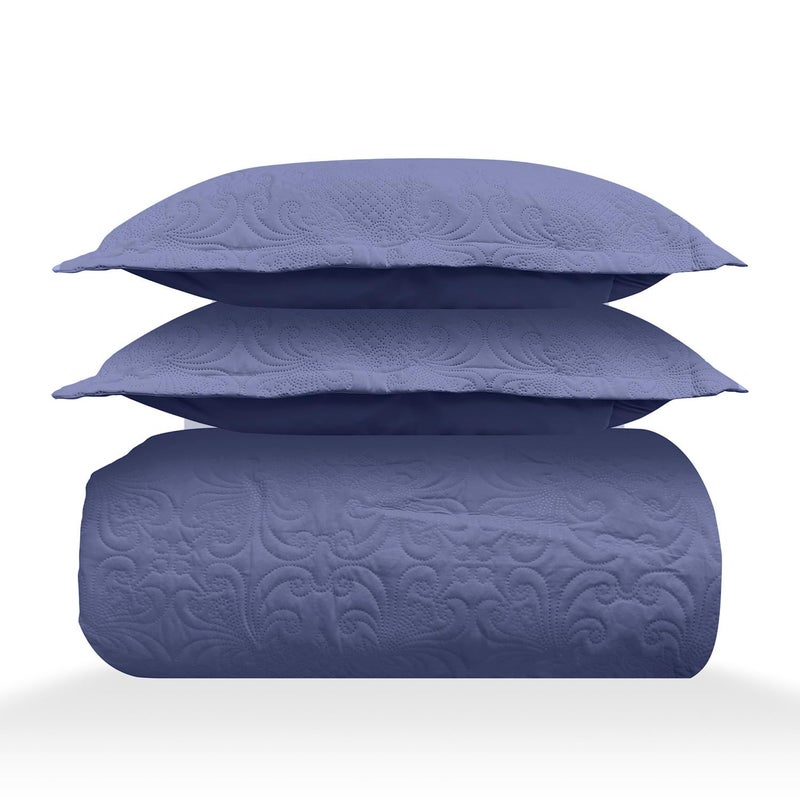 LABHAM LABHAM - Sensations 300GSM Dual-Purpose Bedcover Cum AC Comforter Set - Super-Soft, Fluffy, All-Season, UltraSonic Quilted (90"x108") with 2 Pillow Covers & Multi-Purpose Bag (Blueberry)  - Image 3