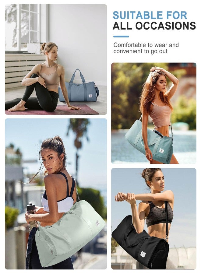 BJLFS Light Blue Yoga Women Tote Bag Large Shoulder Bag Top Handle Handbag with Yoga Mat Buckle, Shoe Compartment and Wet Dry Storage Pockets for Gym, Work, Sport - Image 5