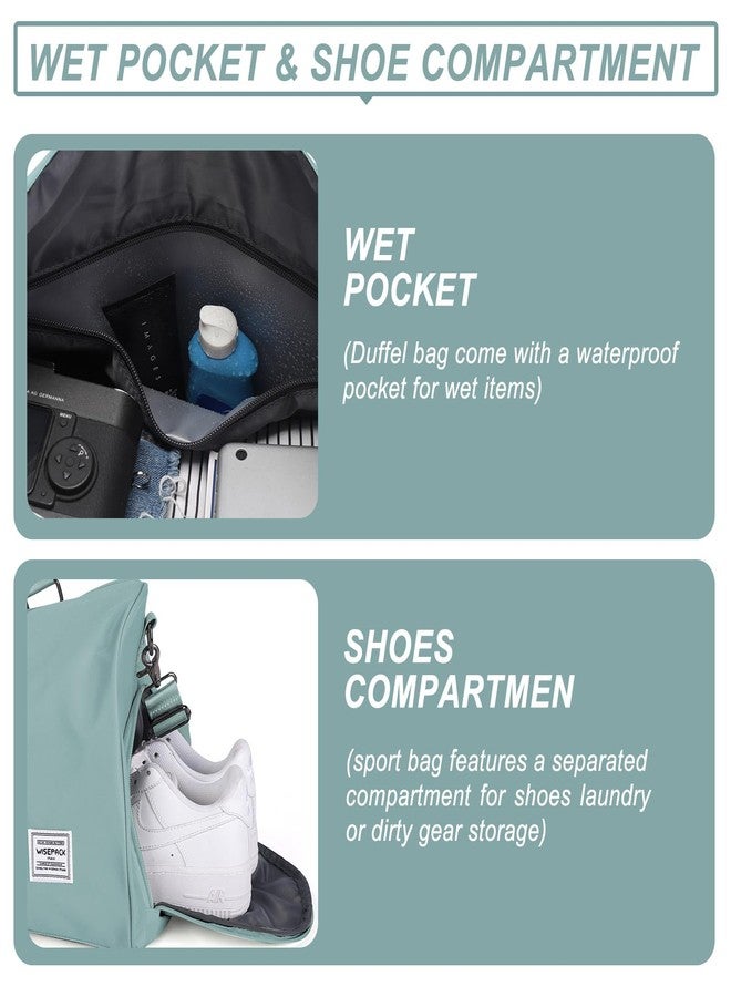 BJLFS Light Blue Yoga Women Tote Bag Large Shoulder Bag Top Handle Handbag with Yoga Mat Buckle, Shoe Compartment and Wet Dry Storage Pockets for Gym, Work, Sport - Image 4