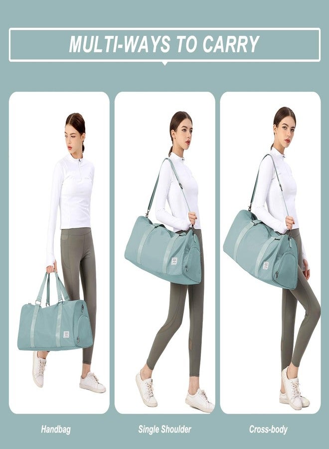 BJLFS Light Blue Yoga Women Tote Bag Large Shoulder Bag Top Handle Handbag with Yoga Mat Buckle, Shoe Compartment and Wet Dry Storage Pockets for Gym, Work, Sport - Image 2