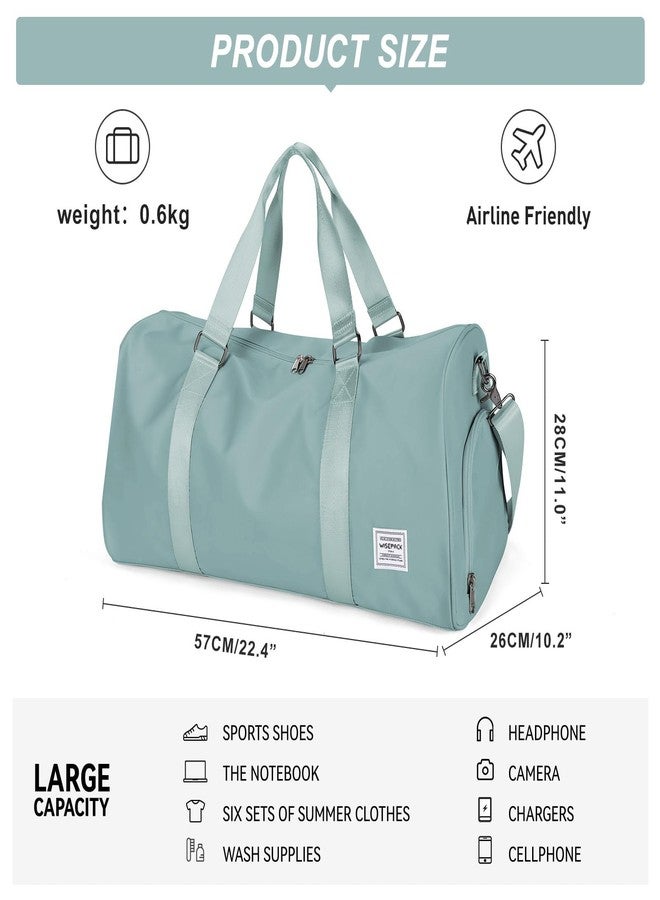 BJLFS Light Blue Yoga Women Tote Bag Large Shoulder Bag Top Handle Handbag with Yoga Mat Buckle, Shoe Compartment and Wet Dry Storage Pockets for Gym, Work, Sport - Image 3