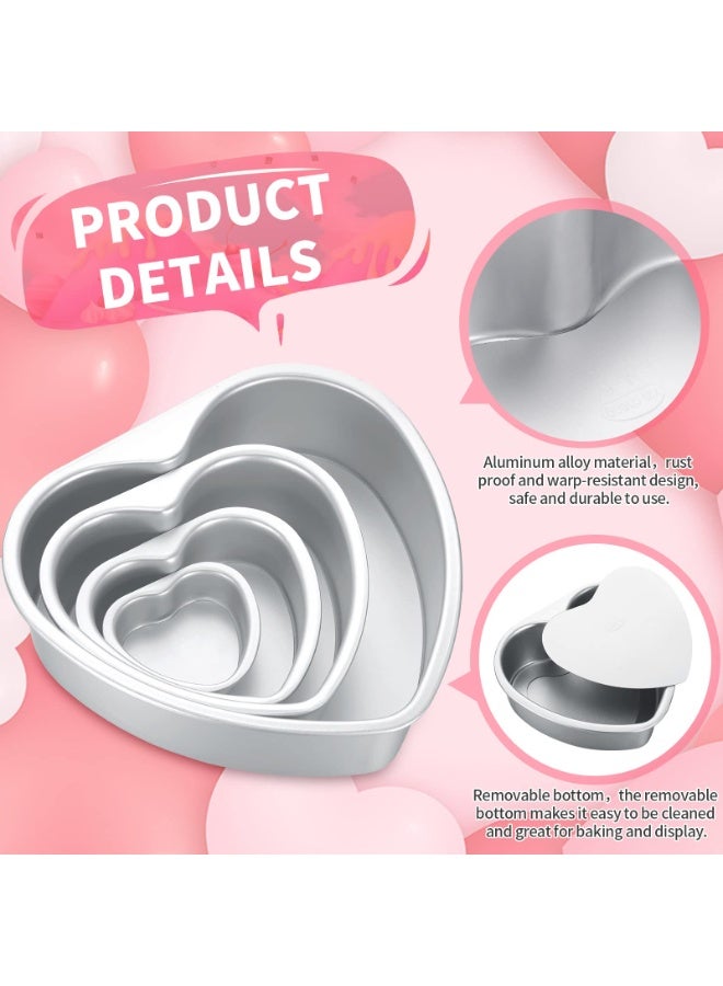 Luckam 6 Pcs Heart Shaped Cake Pans Set, Aluminum Nonstick Baking Pan with Removable Bottom for DIY Cakes, Desserts, Pies, Cupcakes, Birthday, Wedding, Anniversary, Romantic Baking Supplies (Silver) - Image 4