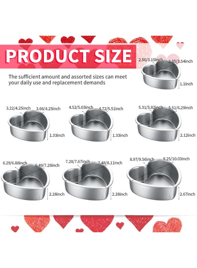 Luckam 6 Pcs Heart Shaped Cake Pans Set, Aluminum Nonstick Baking Pan with Removable Bottom for DIY Cakes, Desserts, Pies, Cupcakes, Birthday, Wedding, Anniversary, Romantic Baking Supplies (Silver) - Image 3