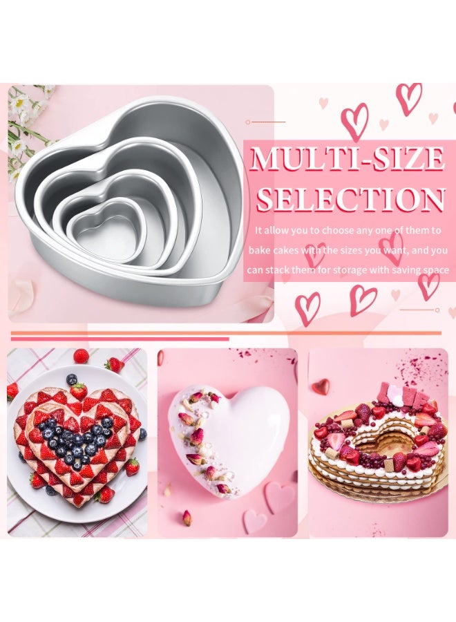 Luckam 6 Pcs Heart Shaped Cake Pans Set, Aluminum Nonstick Baking Pan with Removable Bottom for DIY Cakes, Desserts, Pies, Cupcakes, Birthday, Wedding, Anniversary, Romantic Baking Supplies (Silver) - Image 5
