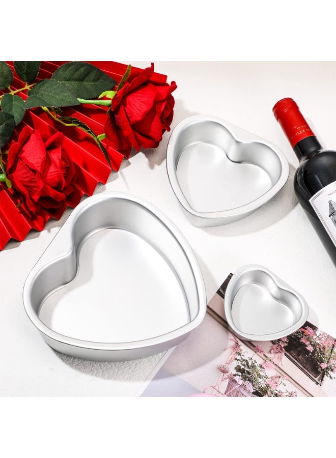Luckam 6 Pcs Heart Shaped Cake Pans Set, Aluminum Nonstick Baking Pan with Removable Bottom for DIY Cakes, Desserts, Pies, Cupcakes, Birthday, Wedding, Anniversary, Romantic Baking Supplies (Silver) - Image 2