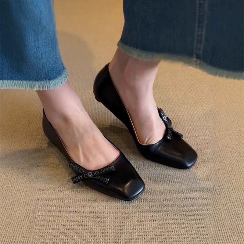 Women's Mary Jane Flat Shoes with Bow - Image 3