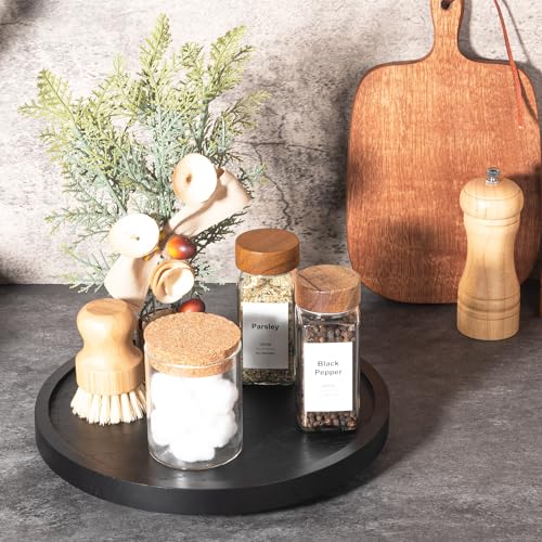 zoocatia Wood Lazy Susan Organizer Kitchen Turntable for Cabinet Farmhouse Bathroom Decor Round Decorative Tray for Vanity, Counter, Sink, Coffee Table, 10 Inch, Black - Image 2