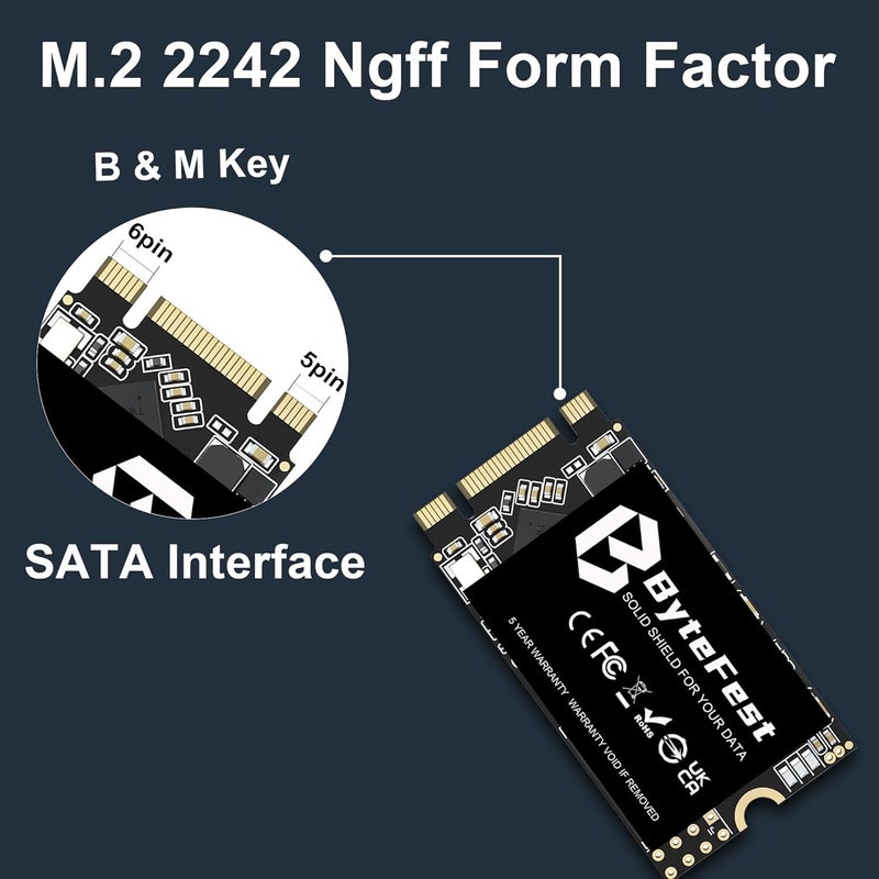قرص SSD بسعة 1 تيرابايت، مقاس M.2 2242 NGFF، واجهة SATA III بسرعة 6 جيجابت/ثانية، قرص تخزين داخلي صلب (22×42 مم)، تقنية 3D NAND، ترقية سعة التخزين لأجهزة الكمبيوتر المحمولة والمكتبية - Image 4