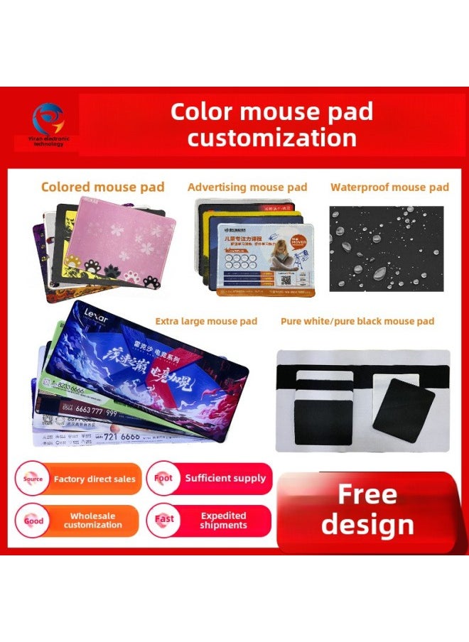 Generic - Color Advertising Mouse Pad Custom Large Table Pad Printed Logo Technology Cloth Waterproof Blank Mouse Pad Wholesale-Color:Ordinary Jiaji Cloth (customized Color)-Pattern:300*750*4 - Image 1