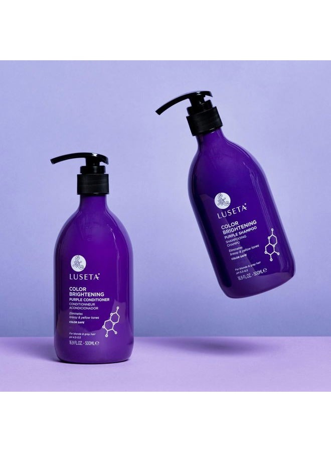 L LUSETA Luseta Purple Shampoo and Conditioner Set for Blonde, Gray - Color Treated Hair - Sulfate Free Paraben Free - Infused with Cocos Nucifera Oil for Curly and Damaged Hair - 2x16.9oz - Image 5