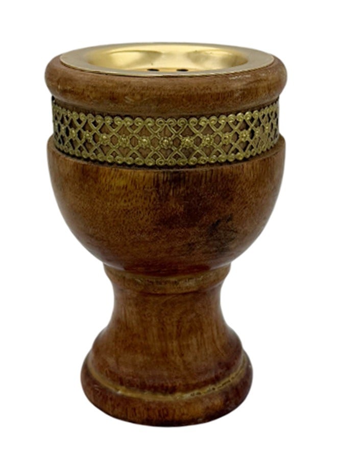 Majestic Wooden Bakhoor Burner – 8.5 x 13 cm – Traditional Arabic Incense Holder with Brass Detailing, Perfect for Bakhoor and Aromatic Rituals - Image 2