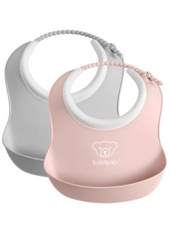 BABYBJORN BabyBjörn Small Bib Pack of 2 Grey/Pale Pink  - Image 1