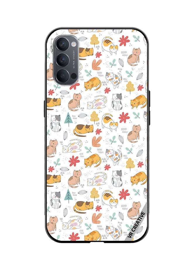 VR CREATIVE Protective Case Cover For Oppo Reno4 Pro 5G Chilling Cat Pattern Design Multicolour - Image 1