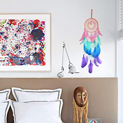 AWLEE Colorful Dream Catchers, Handmade Feather Native American Circular Net for Kids Boys Girls Bedroom Wall Hanging Decoration Decor Nursery Wall Art Ornament Craft - Image 5