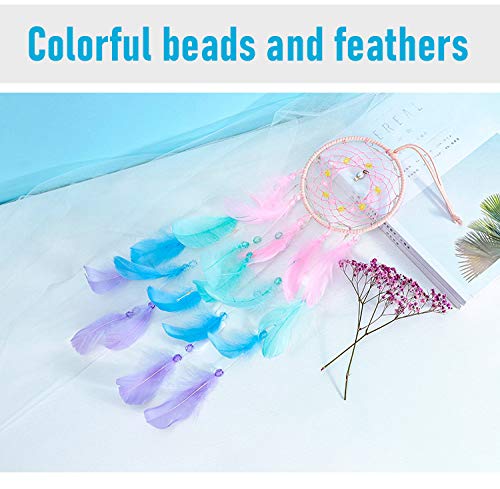 AWLEE Colorful Dream Catchers, Handmade Feather Native American Circular Net for Kids Boys Girls Bedroom Wall Hanging Decoration Decor Nursery Wall Art Ornament Craft - Image 2