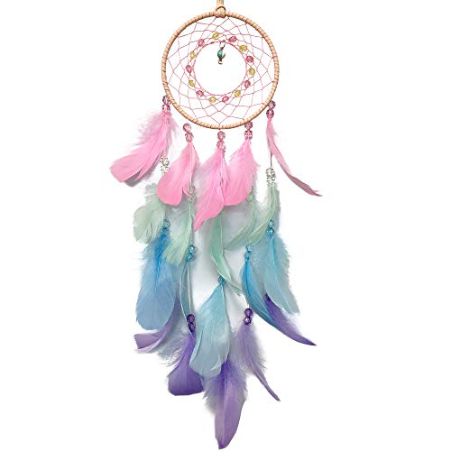 AWLEE Colorful Dream Catchers, Handmade Feather Native American Circular Net for Kids Boys Girls Bedroom Wall Hanging Decoration Decor Nursery Wall Art Ornament Craft - Image 1