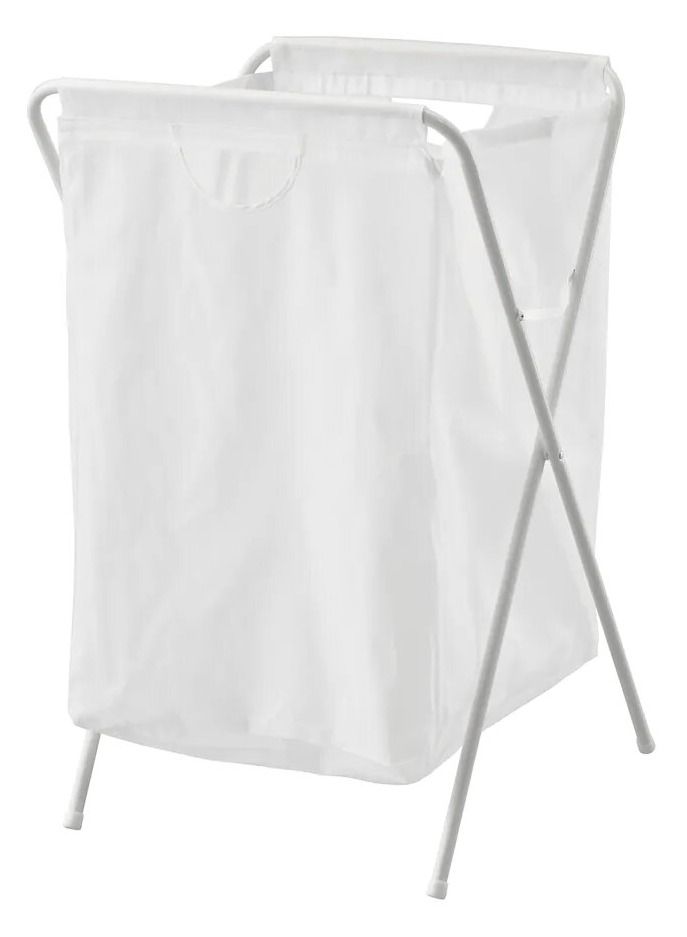 HOMESTAR Laundry Bag With Steel Stand White 41x43x64centimeter - Image 1