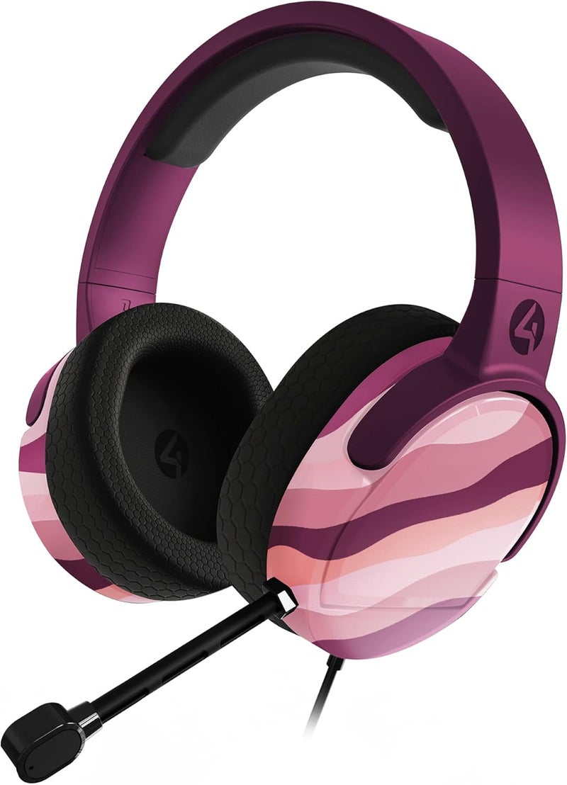 4gamers Panther Wave Gaming Headset - Compatible with PS4, PS5, Xbox, Switch & PC - Blossom Pink - Image 2