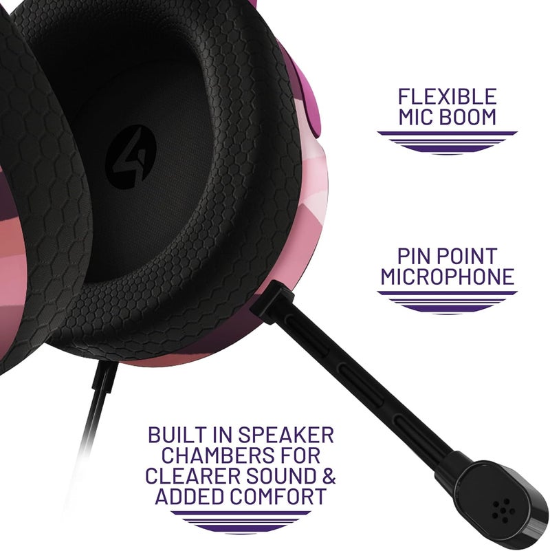 4gamers Panther Wave Gaming Headset - Compatible with PS4, PS5, Xbox, Switch & PC - Blossom Pink - Image 4