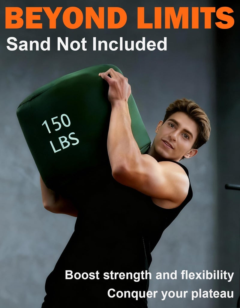 Fitarc Sand Bags for Weight Training,Sandbags for Fitness,Sandbags for Weight Training,Round Sandbag,Sandbag Workout Bag,Cross-Training & Exercise, Workouts Equipment Sand Not Included (Green, 150LB) - Image 2