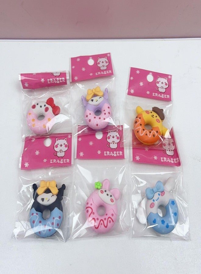 Radiance™ 12 Pcs Donut Shape Animal Erasers for Kids | Cute Pencil Erasers for Girls & Boys | School Stationery Set | Birthday Return Gifts for Children (Multicolor) - Image 5