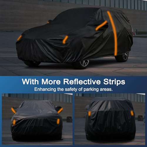 JAOGAUS غطاء سيارة SUV مخصص يناسب كيا تيليورايد 2020-2025، غطاء سيارة كامل مقاوم للماء لجميع الأحوال الجوية للسيارات، حماية من الشمس والمطر والأشعة فوق البنفسجية والثلوج والغبار، مع سحاب باب السائق وأشرطة عاكسة - Image 4