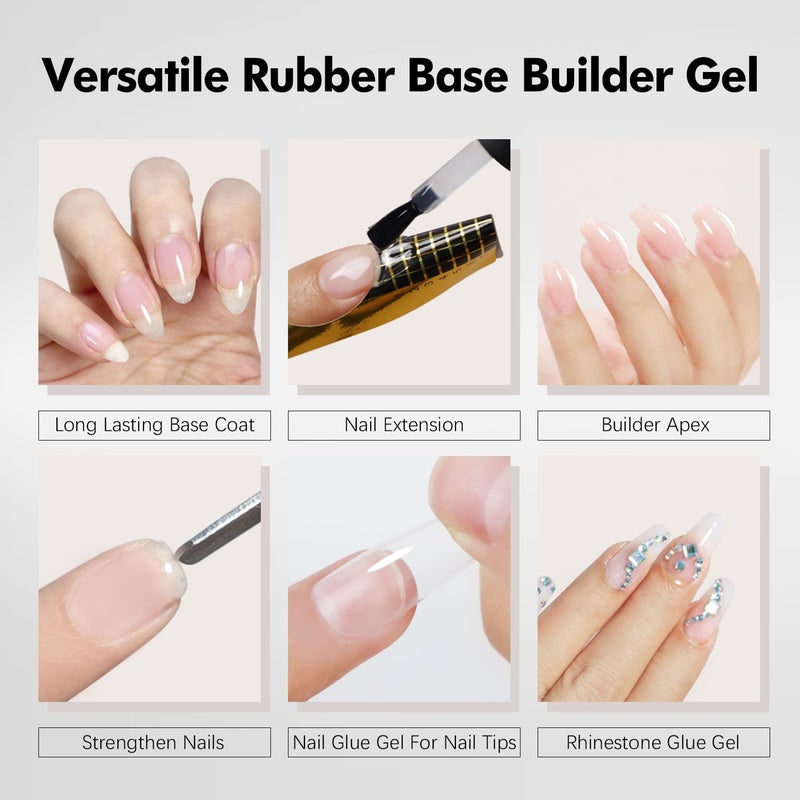 FZANEST Tpo and Hema-Free Rubber Builder Gel Base Coat and Diamond Top Coat Gel Nail Polish Set Long Lasting Ultra Shine Top and Base for Nail Strengthener Extension Protection Repair Building Aprex - Image 3