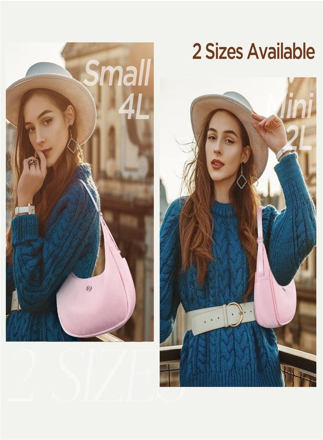 Babysun Mini Shoulder Bag Women Nylon Crescent Bag 2L Underarm Shoulder Purse Women's Shoulder Handbags Small Tote Bag Pink - Image 3