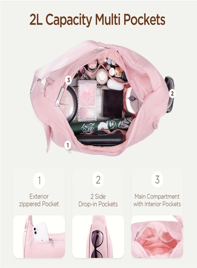 Babysun Mini Shoulder Bag Women Nylon Crescent Bag 2L Underarm Shoulder Purse Women's Shoulder Handbags Small Tote Bag Pink - Image 4
