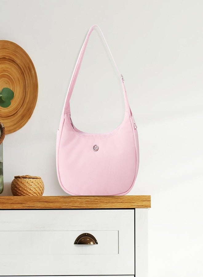 Babysun Mini Shoulder Bag Women Nylon Crescent Bag 2L Underarm Shoulder Purse Women's Shoulder Handbags Small Tote Bag Pink - Image 2