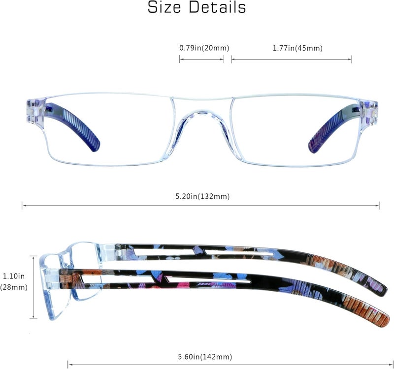VisionGlobal 5/8 Pairs Reading Glasses, Computer Reading Glasses for Women and Men, Fashion Square Eyewear Frame - Image 3
