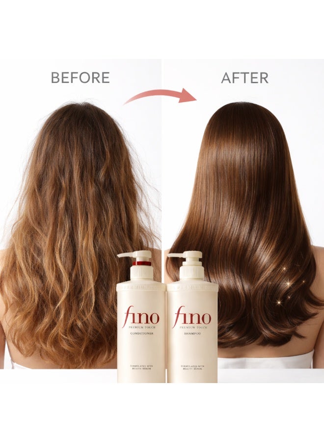 Shiseido Fino Premium Touch Shampoo & Conditioner Set with Silicone Scalp Massager – Deep Repair, Anti-Frizz & Hydrating Hair Care System with Beauty Serum Formula for Smooth, Silky & Shiny Hair - Image 3