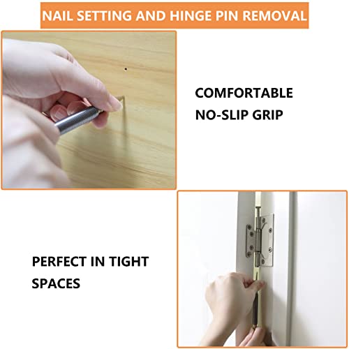 WHLLING 2-Piece Dual Head Nail Setter and Hinge Pin Punch Set, Hammerless 1/32″& 1/16″Spring Nail Set, 5000 PSI Striking Force Door Pin Removal Tool - Image 4