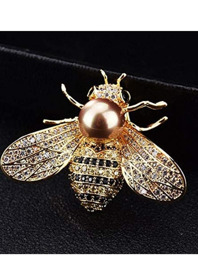 Golden Design Insect Series Brooch Women Delicate Little Bee Brooches Crystal Rhinestone Pin Brooch Jewelry Gifts For Girl - Image 2