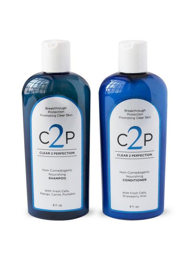 C2P Clear 2 Perfection Noncomedogenic Shampoo & Conditioner Set For Blemish Free Skin With Antioxidants And Fresh Cells. Acne Shampoo And Conditioner Made In The Usa. - Image 1