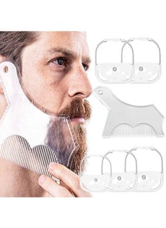Beard Shaping, 5 Sizes Set of French Beard or Goatee Shaving Template, Beard Shaping Tool for Men's Chin, Cheeks and Neckline Combine with a Beard Razor Electric Trimmer or Scissors (Clear)