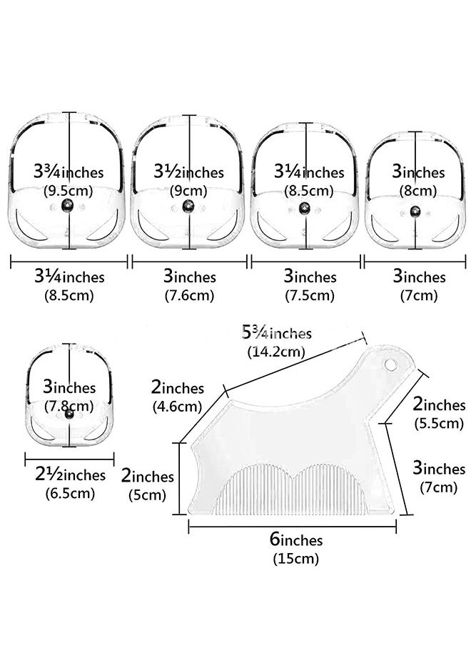 Generic - Beard Shaping, 5 Sizes Set of French Beard or Goatee Shaving Template, Beard Shaping Tool for Men's Chin, Cheeks and Neckline Combine with a Beard Razor Electric Trimmer or Scissors (Clear) - Image 1
