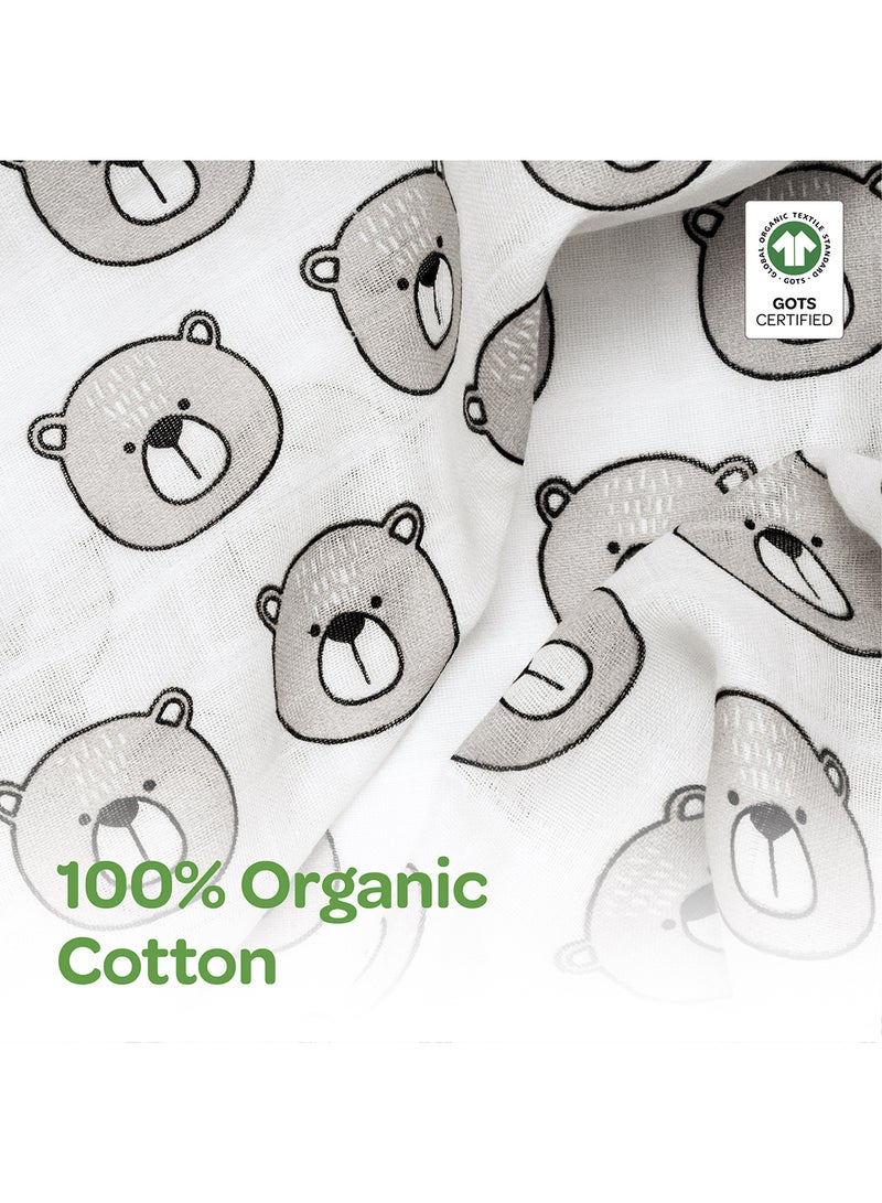 Moon Organic Baby 3 In 1 Gift Set Romper Body Suit Jogger For 0-3 Months - Bear Print - Image 4