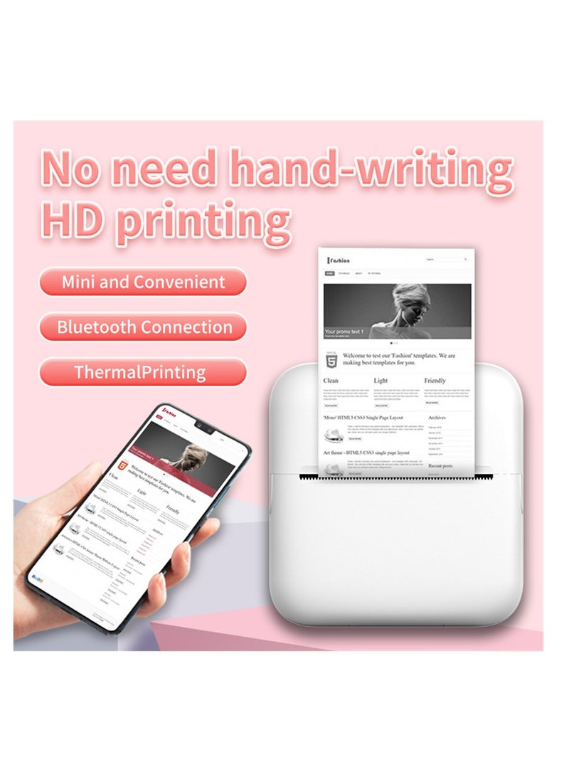 Portable Mini Printer, Bluetooth Pocket Thermal Printer with Printing Paper, Wireless Inkless Smart Printer for Photos, QR Codes, Receipts, Compatible with iOS and Android - Image 3